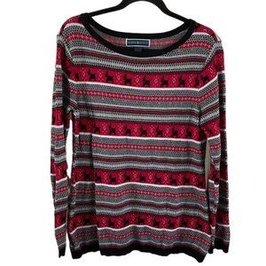 Karen Scott Scottie Dog Winter Red Black Sweater M